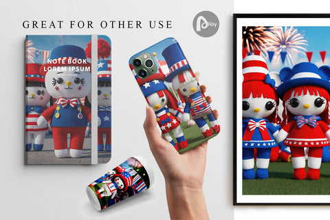 Digital Paper Patriotic Doll Crochet Digital Pattern artnoy 