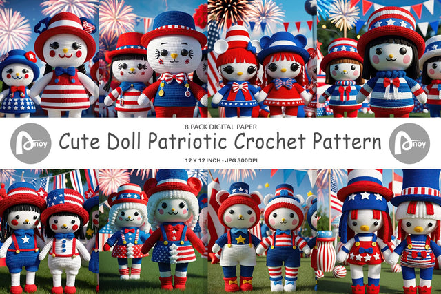 Digital Paper Patriotic Doll Crochet Digital Pattern artnoy 