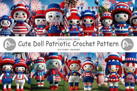 Digital Paper Patriotic Doll Crochet Digital Pattern artnoy 