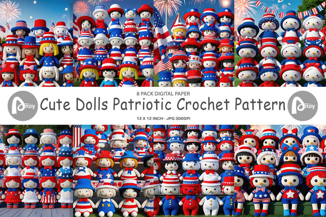 Digital Paper Patriotic Dolls Crochet Digital Pattern artnoy 