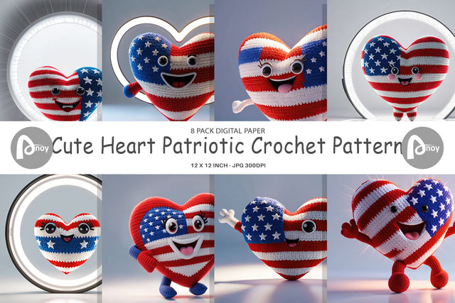 Digital Paper Patriotic Heart Crochet Digital Pattern artnoy 