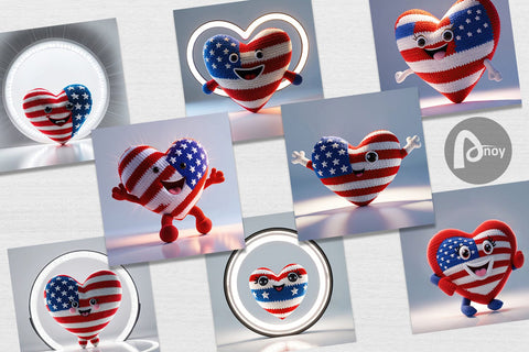 Digital Paper Patriotic Heart Crochet Digital Pattern artnoy 