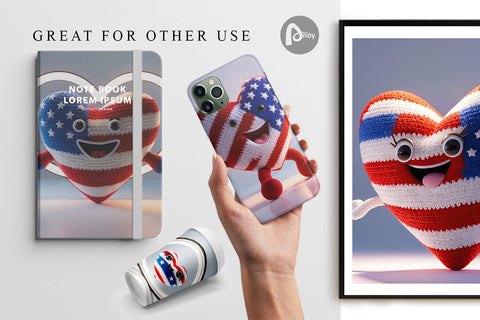 Digital Paper Patriotic Heart Crochet Digital Pattern artnoy 