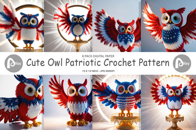 Digital Paper Patriotic Owl Crochet Digital Pattern artnoy 