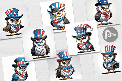 Digital Paper Patriotic Owl Digital Pattern artnoy 