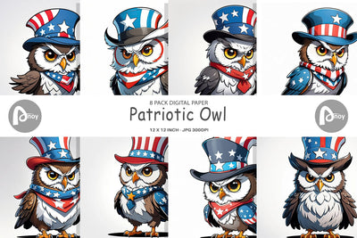 Digital Paper Patriotic Owl Digital Pattern artnoy 