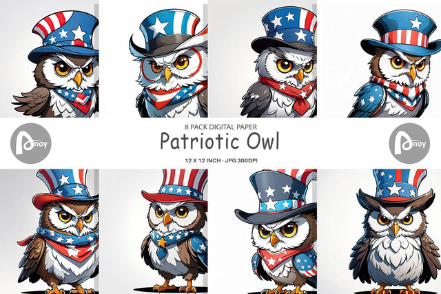 Digital Paper Patriotic Owl Digital Pattern artnoy 