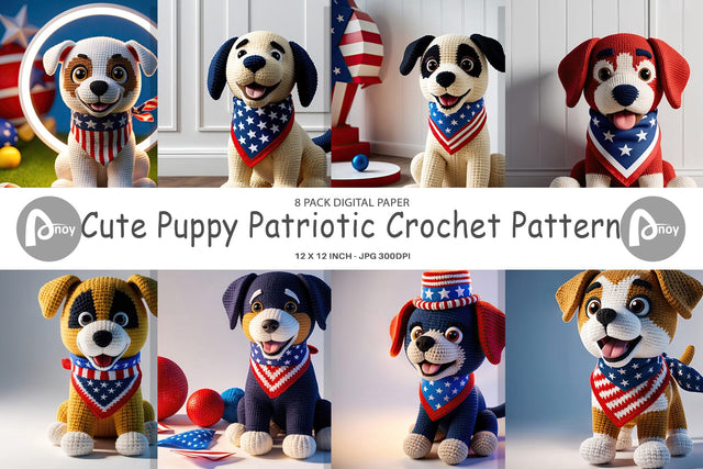 Digital Paper Patriotic Puppy Crochet Digital Pattern artnoy 