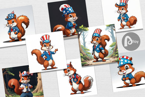 Digital Paper Patriotic Red Squirrel Digital Pattern artnoy 