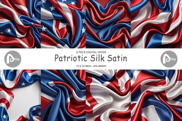 Digital Paper Patriotic Silk Satin Digital Pattern artnoy 