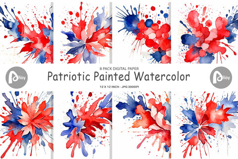 Digital Paper Patriotic Splash Digital Pattern artnoy 