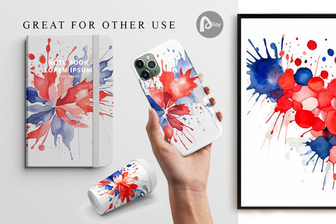 Digital Paper Patriotic Splash Digital Pattern artnoy 