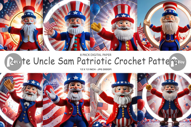 Digital Paper Patriotic Uncle Sam Crochet Digital Pattern artnoy 