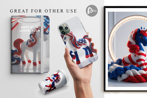 Digital Paper Patriotic Unicorn Crochet Digital Pattern artnoy 