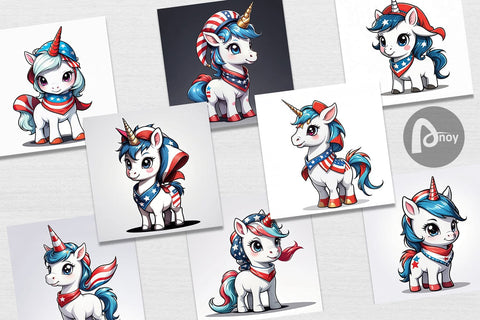 Digital Paper Patriotic Unicorn Digital Pattern artnoy 