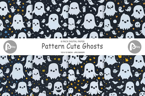 Digital Paper Pattern Cute Ghosts Digital Pattern artnoy 