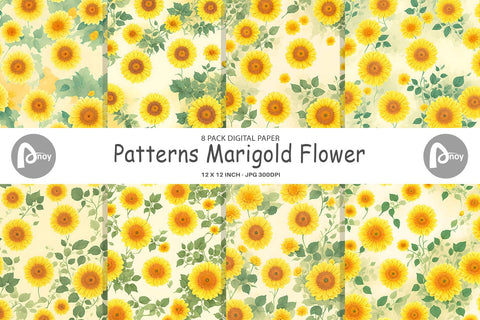 Digital Paper Patterns Marigold Flower Digital Pattern artnoy 