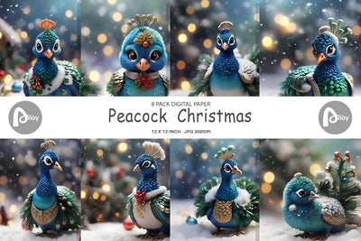 Digital Paper Peacock Christmas Digital Pattern artnoy 