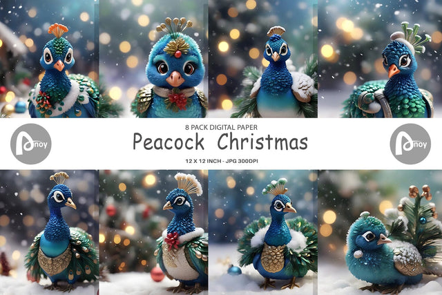 Digital Paper Peacock Christmas Digital Pattern artnoy 