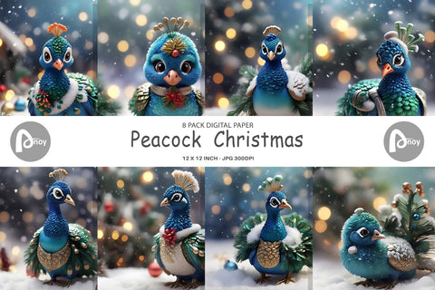 Digital Paper Peacock Christmas Digital Pattern artnoy 