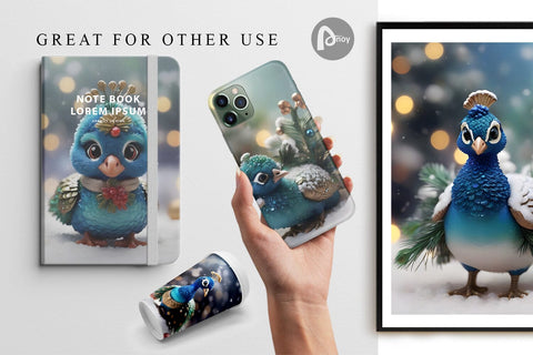 Digital Paper Peacock Christmas Digital Pattern artnoy 