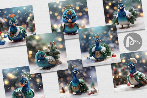 Digital Paper Peacock Christmas Digital Pattern artnoy 