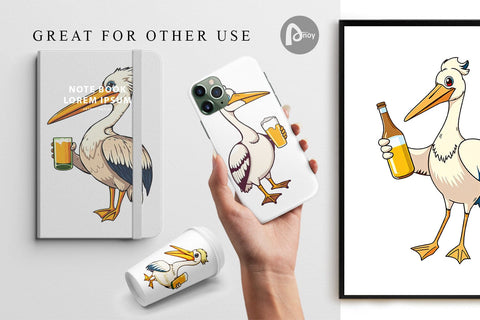 Digital Paper Pelican Beer Day Digital Pattern artnoy 