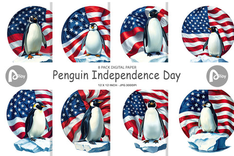 Digital Paper Penguin 4th of July Digital Pattern artnoy 