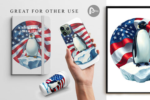 Digital Paper Penguin 4th of July Digital Pattern artnoy 