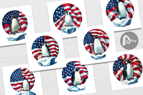 Digital Paper Penguin 4th of July Digital Pattern artnoy 