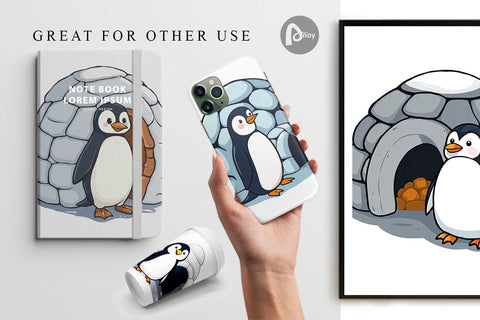 Digital Paper Penguin and Igloo Digital Pattern artnoy 
