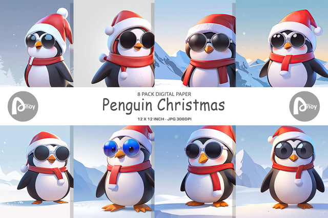 Digital Paper Penguin Christmas Digital Pattern artnoy 