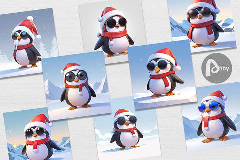 Digital Paper Penguin Christmas Digital Pattern artnoy 