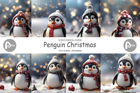 Digital Paper Penguin Christmas Digital Pattern artnoy 