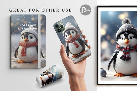 Digital Paper Penguin Christmas Digital Pattern artnoy 