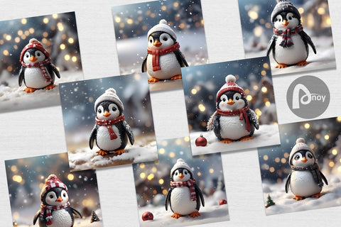 Digital Paper Penguin Christmas Digital Pattern artnoy 