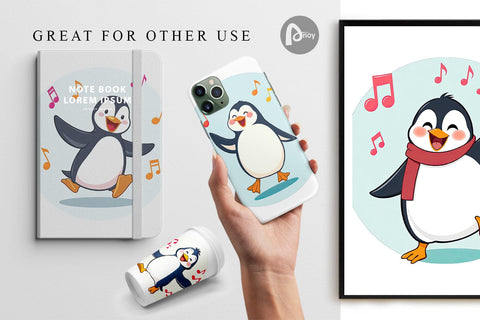 Digital Paper Penguin Dancing Digital Pattern artnoy 