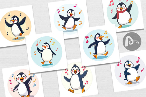 Digital Paper Penguin Dancing Digital Pattern artnoy 