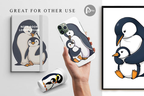 Digital Paper Penguin Family Digital Pattern artnoy 
