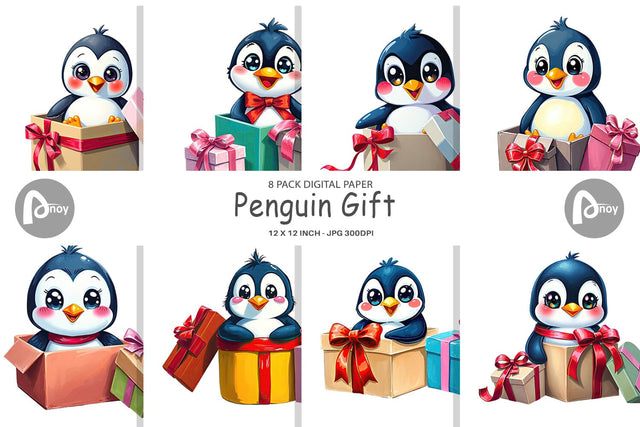 Digital Paper Penguin Gift Digital Pattern artnoy 