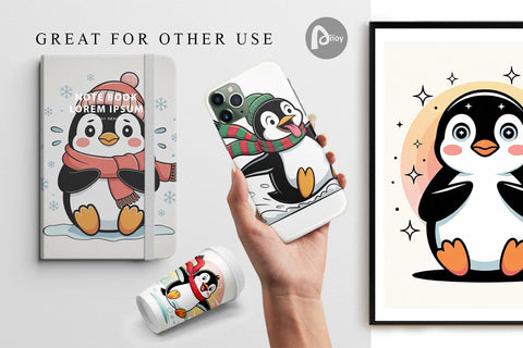 Digital Paper Penguin Mood Digital Pattern artnoy 