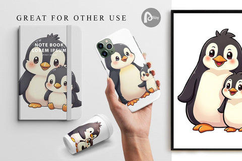 Digital Paper Penguin Mother's Day Digital Pattern artnoy 