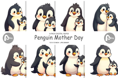 Digital Paper Penguin Mother's Day Digital Pattern artnoy 