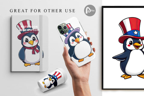 Digital Paper Penguin Patriotic Digital Pattern artnoy 