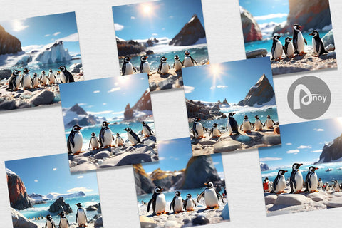 Digital Paper Penguins Summer Digital Pattern artnoy 