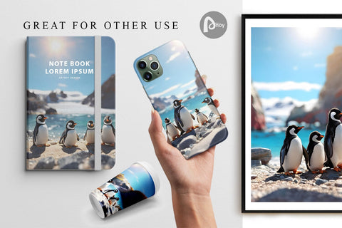 Digital Paper Penguins Summer Digital Pattern artnoy 