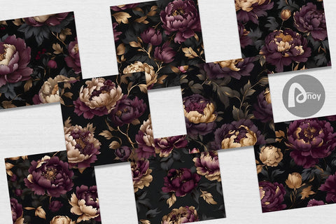 Digital Paper Peonies Flower Digital Pattern artnoy 