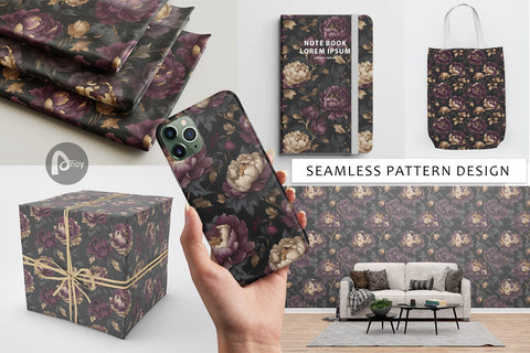 Digital Paper Peonies Flower Digital Pattern artnoy 