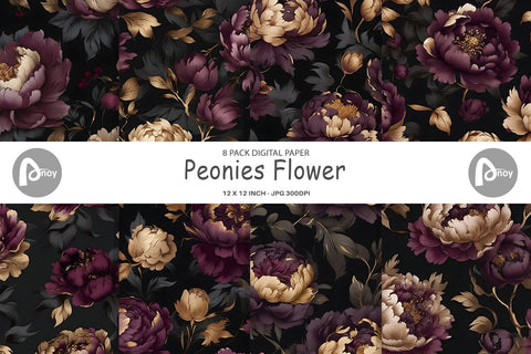 Digital Paper Peonies Flower Digital Pattern artnoy 