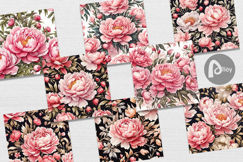 Digital Paper Peony Pattern Digital Pattern artnoy 